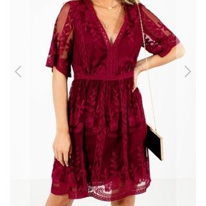 Red/Wine Bella Ella Boutique Lace Dress